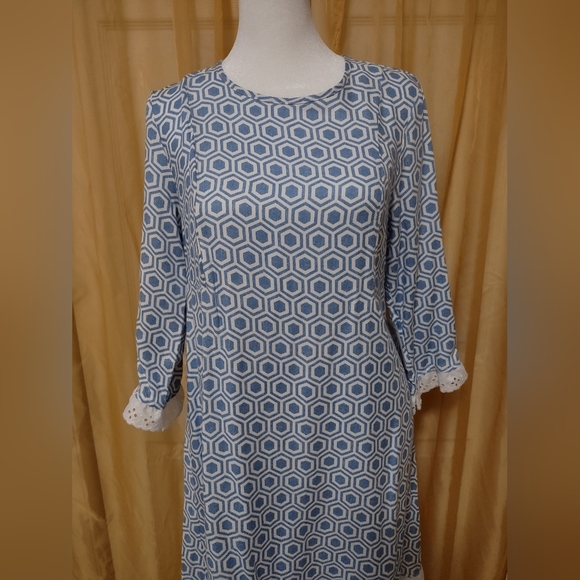 NWT Women's As U Wish blue/whitedress with eyelet trim. Size Small. - Picture 6 of 9